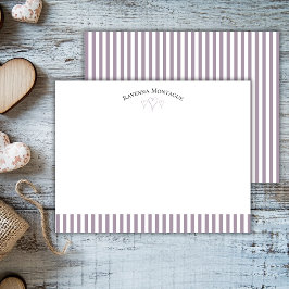 Tarjeta Pequeña Rose Quartz Modern Open Hearts Striped Note Card