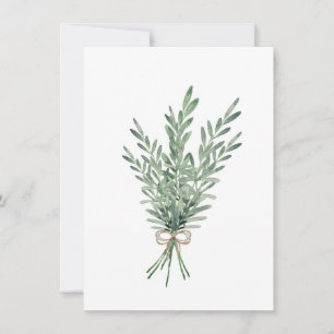 Tarjeta Pequeña Rosemary Bouquet con color de agua y jute Bow