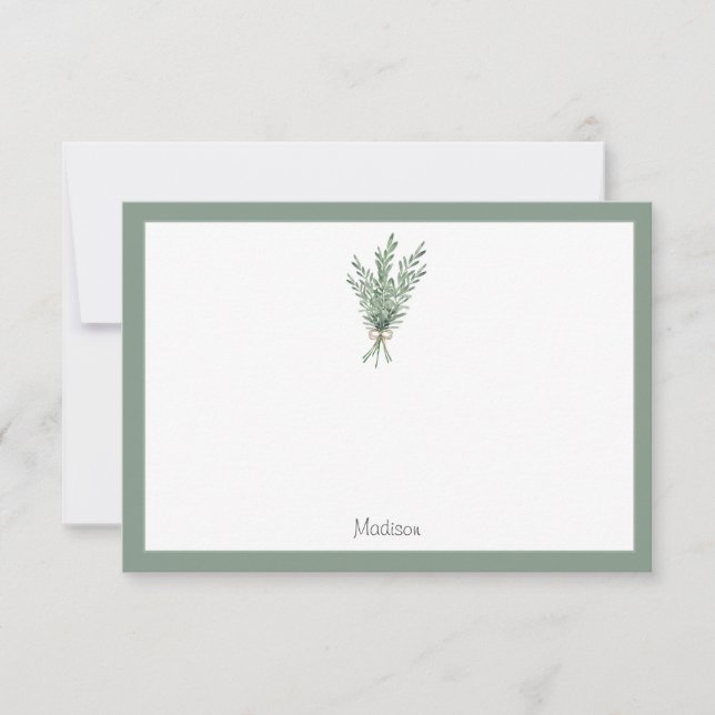 Tarjeta Pequeña Rosemary Bouquet con Jute Bow (Anverso)