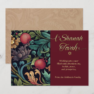 Tarjeta Pequeña Rosh Hashanah L'Shana Tovah Elegant Floral Card