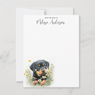 Tarjeta Pequeña Rottweiler Dog Cute Puppy acuarela Personalizada