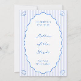 Tarjeta Pequeña Rótulo azul del Boda del asiento reservado costero