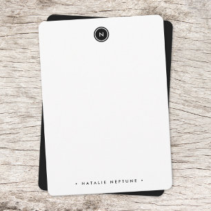 Tarjeta Pequeña Round Monogram Black and White Minimalist Modern