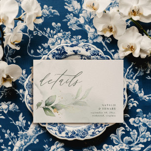 Tarjeta Pequeña RSVP Azul Marino para Boda Botánica Personalizada