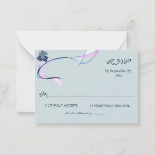 Tarjeta Pequeña RSVP clásica de color verde púrpura
