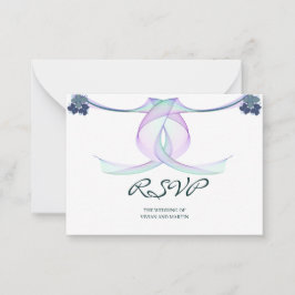 Tarjeta Pequeña RSVP clásico de bodas púrpura