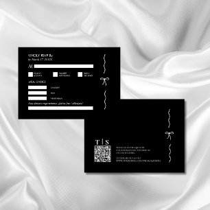 Tarjeta Pequeña RSVP de código QR Minimalista monocromo blanco y n