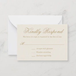 Tarjeta Pequeña RSVP de Mini Boda Formal de Marfil Tradicional Ele