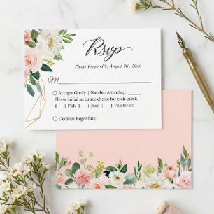 Tarjeta Pequeña RSVP de pequeña boda de presupuesto   Flores rosas
