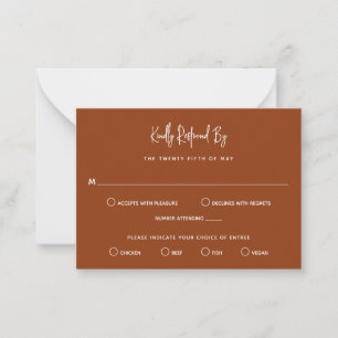 Tarjeta Pequeña RSVP Minimalista Cobre Moderno Mini Boda