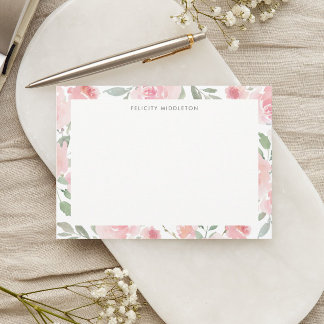 Tarjeta Pequeña Rubor Botánico Femenino Rosas Rosadas Floral 