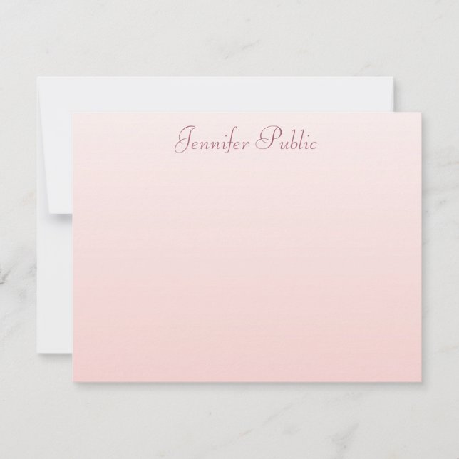 Tarjeta Pequeña Rubor Pink Elegant Hand Script Name Text Simple (Anverso)