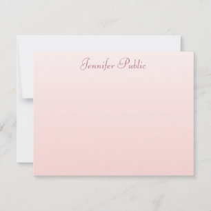 Tarjeta Pequeña Rubor Pink Elegant Hand Script Name Text Simple