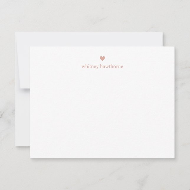 Tarjeta Pequeña Rubor Pink Heart Stationery Simple Moda Minimalist (Anverso)