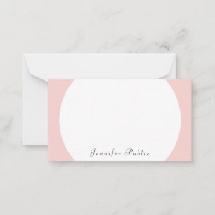 Tarjeta Pequeña Rubor Pink White Calligraphed Modern Trendy