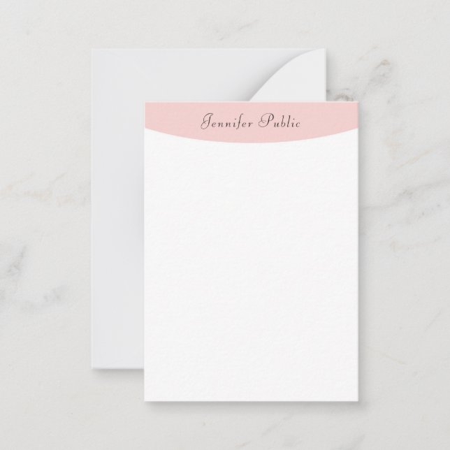 Tarjeta Pequeña Rubor Pink White Elegant Moderno (Anverso)