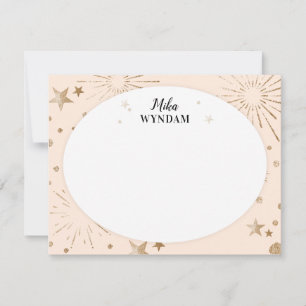 Tarjeta Pequeña Rubor Purpurina Stars and Fireworks Note Card