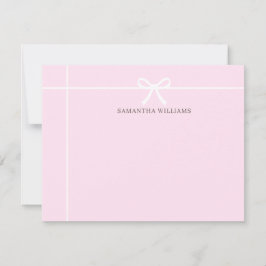 Tarjeta Pequeña Rubor Rosa White Ribbon Bow Classic Elegant Simple