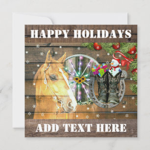 Tarjeta Pequeña Rueda de Carroza de Caballo de Navidad Botas de Va