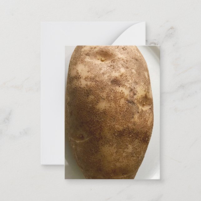 Tarjeta Pequeña Russet Potato on White Plate Photograph (Anverso)