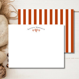Tarjeta Pequeña Rust Elegant Wavy Hearts Striped Note Card