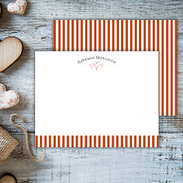 Tarjeta Pequeña Rust Modern Open Hearts Striped Note Card