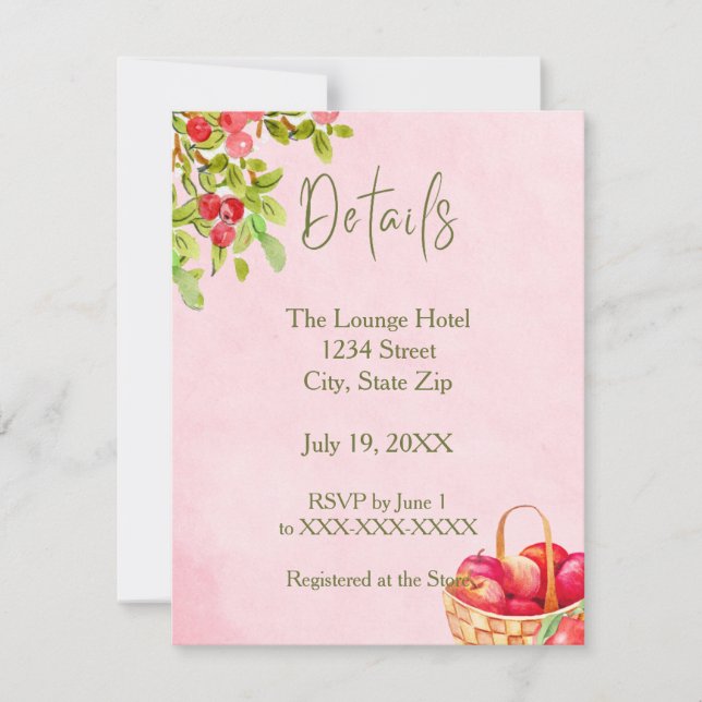 Tarjeta Pequeña Rustic Apple Details Card – Red Apple Watercolor (Anverso)