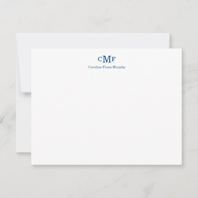 Tarjeta Pequeña Rustic Elegant Moderno 3 Monograma Banda azul de l (Anverso)