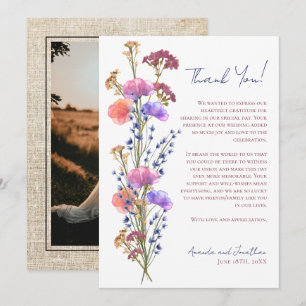 Tarjeta Pequeña Rústica foto floral acrílica de lujo gracias