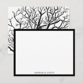 Tarjeta Pequeña Rústicas ramas de árboles abstractos en blanco y n