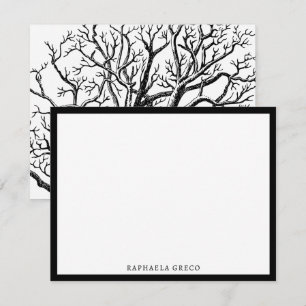 Tarjeta Pequeña Rústicas ramas de árboles abstractos en blanco y n