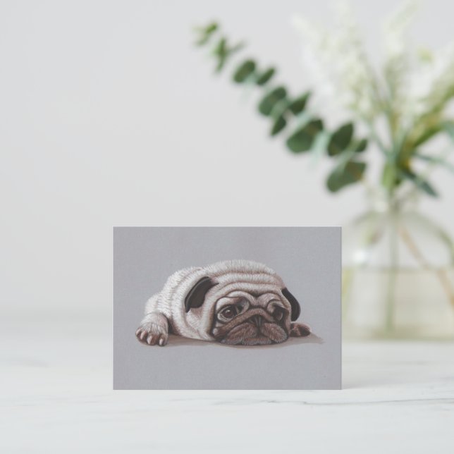 Tarjeta Pequeña Sad Pug (Anverso de pie)