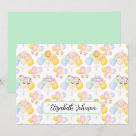 Tarjeta Pequeña Safari Animals Baby Shower Note Card