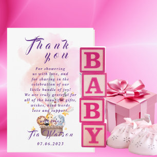 Tarjeta Pequeña Safari De Animales Bebés En Globo De Aire Caliente