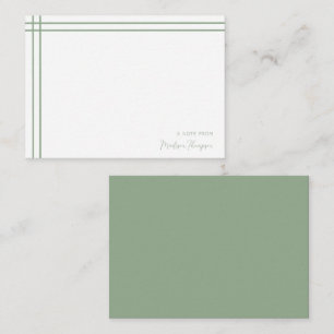 Tarjeta Pequeña Sage de escritura simple Verde 2 bordes dobles lat