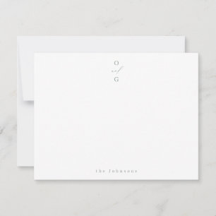Tarjeta Pequeña Sage Green Monograma simple y personalizado Statio