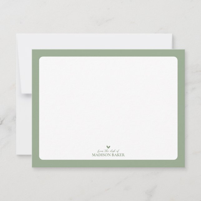 Tarjeta Pequeña Sage Green | Stationery simple personalizada en el (Anverso)