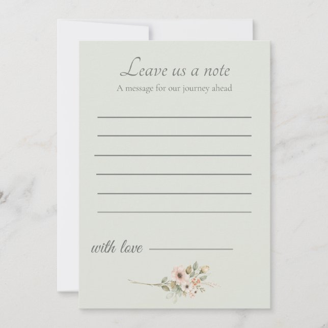 Tarjeta Pequeña Sage Green Wedding Keepsake Insert (Anverso)