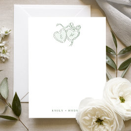 Tarjeta Pequeña Sage Hand Drawn Hearts Monogram Personalized