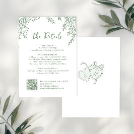 Tarjeta Pequeña Sage Hand Drawn Monogram Whimsical Wedding Details