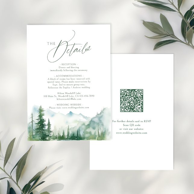 Tarjeta Pequeña Sage Mountain Forest Rustic QR code Details (Sage Mountain Forest Rustic QR code Details Note Card)