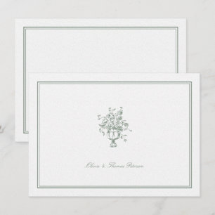 Tarjeta Pequeña Sage Vintage Bouquet Classic Frame Boda Pareja