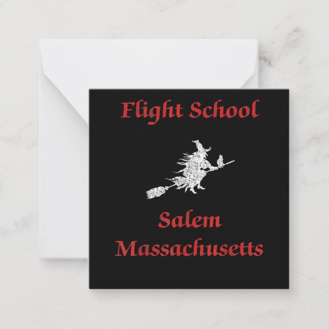 Tarjeta Pequeña Salem Flight School Halloween Witch Apparft (Anverso)