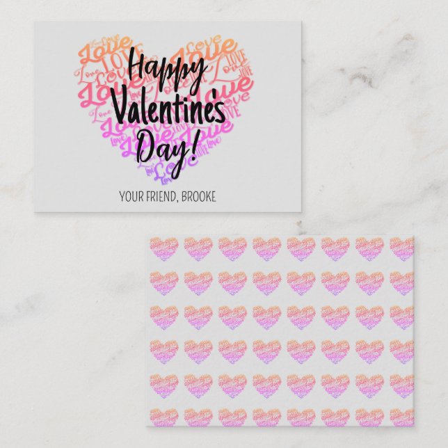 Tarjeta Pequeña Salón de clases Feliz amor por San Valentín (Anverso / Reverso)