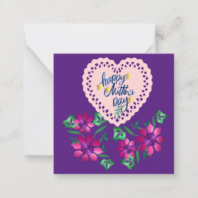 Tarjeta Pequeña Saludo de Día de la Madre (Anverso)