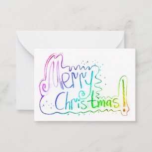 Tarjeta Pequeña Saludo de Feliz Navidad con lettering a mano en pa