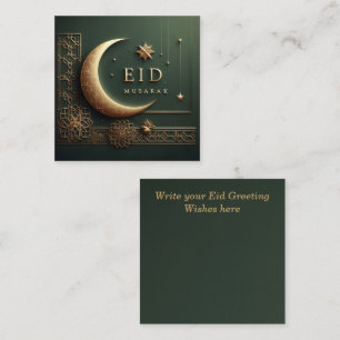 Tarjeta Pequeña Saludo de lujo para Eid Mubarak en verde