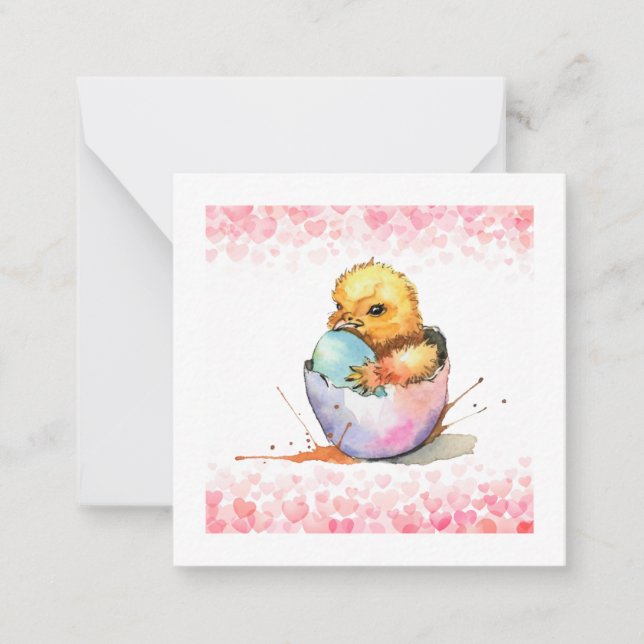 Tarjeta Pequeña Saludo de Pascua Chick (estilo postal) (Anverso)