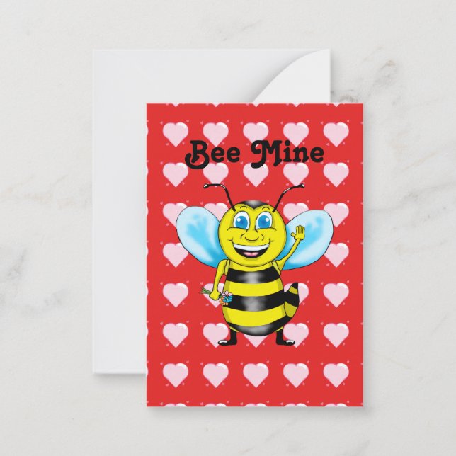 Tarjeta Pequeña Saludos de Bee Mine Valentine (Anverso)