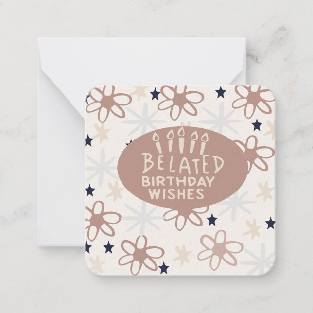 Tarjeta Pequeña Saludos de cumpleaños atrasados (Anverso)